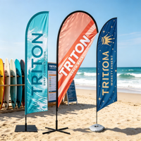 Drapeau de plage personnalisé en fibre de verre, imprimé par transfert thermique, imperméable et durable, type Blade Flag 	 s