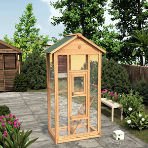 SDB002 <span class=keywords><strong>Volière</strong></span> en bois moderne de qualité assurée, mobilier d'extérieur pour animaux de compagnie, cages à oiseaux pour perruches avec support - Product Image 1