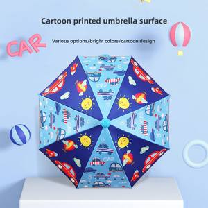 Parapluie droit pour enfants, garçons et filles, en vinyle, motif dessin animé, imperméable, à long manche, ouverture manuelle et automatique, double usage, pare-soleil - Product Image 3