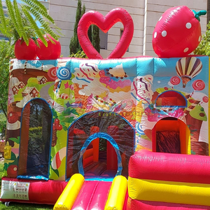Castillo inflable comercial de calidad para niños, con diseño de jardín de flores, con tobogán y zona de brincos. - Product Image 5