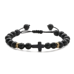 Bracelet en agate tressé en <span class=keywords><strong>pierre</strong></span> naturelle de style nouveau, unisexe, bracelet en <span class=keywords><strong>pierre</strong></span> <span class=keywords><strong>volcanique</strong></span> pour cadeau - Product Image 2