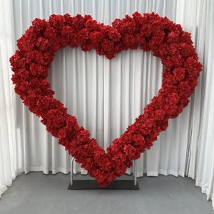 T-HFA123 Red 8*8 ft heart arch with flowers artificial flower arch heart shape <b>silk</b> heart arch with flowers for wedding decor - Product Image 6