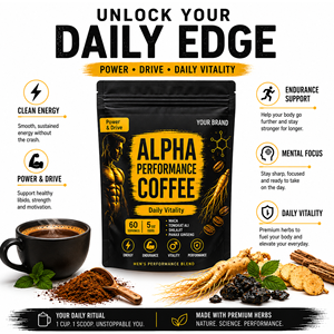 Mélange fonctionnel énergétique pour hommes OEM : Maca, Tongkat Ali, café instantané en poudre, supplément de Shilajit pour soutenir l'endurance masculine - Product Image 2