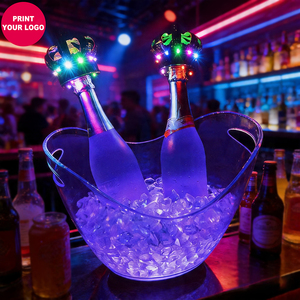 Seau à glace LED ovale de 8 L en forme de bateau, rechargeable, 7 couleurs changeantes, en plastique, pour discothèque, <span class=keywords><strong>bar</strong></span>, service VIP - Product Image 1