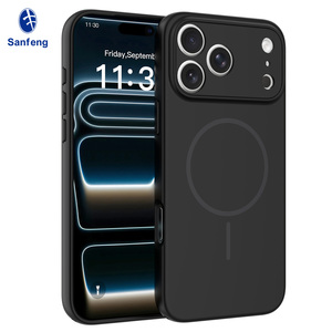 Custodia per <span class=keywords><strong>iPhone</strong></span> 17 Pro Max in tinta unita con foro di precisione effetto pelle, cover posteriore protettiva per obiettivo, custodia magnetica per cellulare - Product Image 1