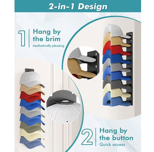 Support mural multicouche à forte adhérence pour casquettes de baseball, organisateur de chapeaux et manteaux pour porte de placard et chambre, présentoir de rangement en gros - Product Image 5