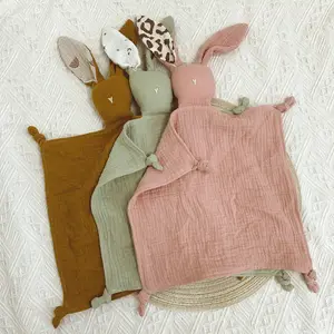 Хлопковый муслиновый нагрудник для младенцев, Мягкий Кролик, кукла, детское спящее полотенце, полотенце для лица, успокаивающее одеяло для новорожденных