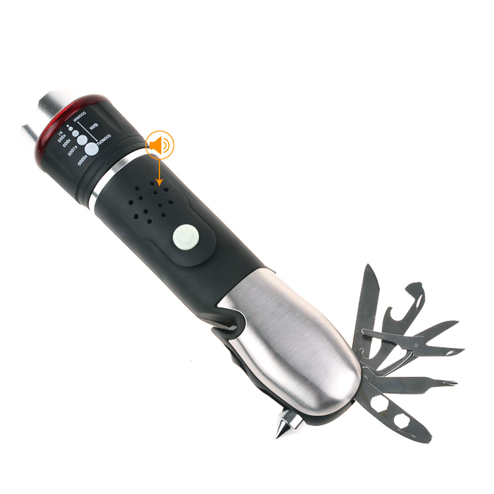 2020 Автомобильный аварийный инструмент с молотком Безопасности, ножом для резки, сигнализацией, фонариком, тревожным аппаратом