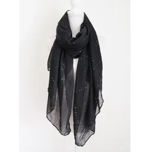 2021 New fashion simple black and white sequin scarf shining shawl cotton voile bling bling hijab women custom Wholesales