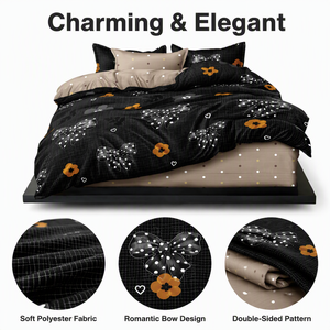 Juego de Ropa de Cama Negra Encantadora de 3 Piezas con Envío Directo desde la UE, Funda de Edredón de Poliéster con Diseño de Lazo y Corazón, Stock Local en Polonia - Product Image 2