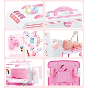 Jouet de voiture d'<span class=keywords><strong>ambulance</strong></span> électrique de premiers secours, ensemble de jeu de médecin, trousse médicale, jouet de simulation de jeu de rôle de médecin avec poupée - Product Image 3