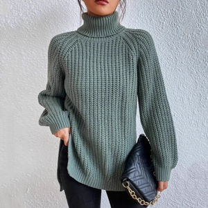 Maglione Pullover Casual da <span class=keywords><strong>Donna</strong></span> Personalizzato a Collo Alto e Maniche Lunghe, Abbigliamento Invernale <span class=keywords><strong>in</strong></span> 100% Acrilico, Stile Preppy per Donne Adulte - Product Image 3
