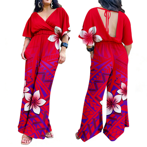 Vendita Diretta dalla Fabbrica: <span class=keywords><strong>Tuta</strong></span> da <span class=keywords><strong>Donna</strong></span> con Scollo a V e Vita Stretta, Stile Polinesiano Hawaiano, <span class=keywords><strong>Rosa</strong></span>, con Cut-out alla Moda, Basso MOQ - Product Image 2