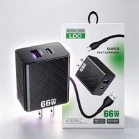 Cargador Rápido para Celular de 66W con Enchufe Europeo y Cable USB Tipo-C PD, Adaptador de Corriente USB-C de Carga Rápida