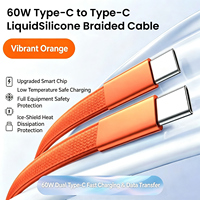 Kabel Data USB-C Tipe-C 60W PD Pengisian Cepat 65W Maks PD 1m Tembaga Murni Berlapis Silikon Cair Transparan dengan Pelindung Foil Tembaga