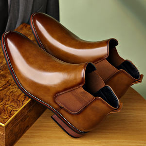 Bottes Chelsea pour hommes, style anglais, bottes en cuir rétro grande taille, bottes Martin anglaises - Product Image 5