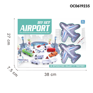 طائرة بلاستيكية صغيرة كرتونية تعمل بالسحب للخلف، لعبة سيارة، مجموعة لعب المطار - Product Image 6