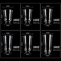 Gobelet jetable transparent en PET pour boissons froides, impression personnalisée du logo, gobelet en plastique en forme de U pour café, bubble tea, boba avec couvercle