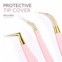 Juego de Pinzas para Pestañas de Acero Inoxidable Personalizadas, Marca Privada, Herramientas para Pestañas, Fabricante OEM ODM, Escuela de Capacitación, Color Rosa