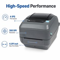 Printer Barcode Zebra GX430T-E-B 300dpi 4 inci USB, Performa Tinggi, Thermal Transfer, untuk Label POS, Waybill, Struk, Stiker, dan Stok