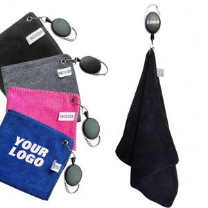 Toalla de Golf de Poliéster de Secado Rápido con Logotipo Personalizado, Toalla de Limpieza para Palos de Golf con Mosquetón, Toalla de Golf con Impresión, Accesorios Deportivos - Product Image 1