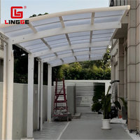 Grand auvent de jardin extérieur résistant au vent, robuste, résistant à la rouille, imperméable, en aluminium et polycarbonate, vente directe d'usine
