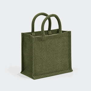 Bolsa de Yute Verde Tejida con Asas de Cuerda, Patrón de Letras, Logotipo Personalizado, Tamaño Mediano, Reutilizable, Abierta, para Compras y Supermercado - Product Image 2
