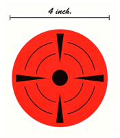 Target Tembak Bulat 4" Perekat Langsung dari Pabrik, Target Bullseye Merah Hitam Fluoresen, Stiker Titik Grosir, Sampel Gratis