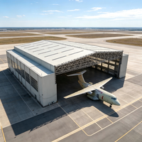 Hangar d'avion moderne à grande portée sans colonnes en structure acier anti-corrosion, protection incendie, revêtement de sol époxy haute résistance, garantie 20 ans