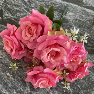 EG-G736 nouvelle conception automne <span class=keywords><strong>soie</strong></span> Rose bouquet de fleurs artificielles pour la décoration de la maison de mariage - Product Image 1