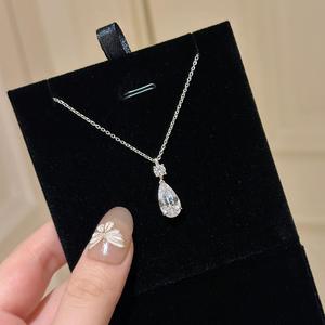 Collar de Plata de Ley S925 con Zirconia en Forma de Gota de Agua Dinámica, Exquisito, Simple, Delicado y Dulce, Cadena para Clavícula con Lágrimas y Estrellas - Product Image 3