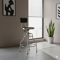 Tabouret de bar moderne pivotant et réglable avec dossier, structure en acier, assise en cuir PU, hauteur de comptoir, avec repose-pieds, pour bar à domicile