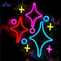 Lumière néon étoile scintillante, plusieurs étoiles à quatre branches, bande LED alimentée par USB, fixation murale, éclairage statique pour chambres et salons de manucure