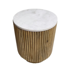 Tavolino con base scanalata e piano in marmo, pezzo d'arredo moderno per piccoli spazi, tavolino da salotto. - Product Image 3