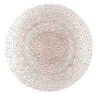 Assiettes de présentation en verre transparent avec motif cercle concentrique à pois dorés, assiettes décoratives rondes pour la décoration de table de mariage et de banquet