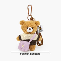 Porte-clés pendentif de sac bandoulière unique en peluche ours créatif style pull noir, accessoire de luxe pour sac et porte-clés