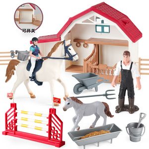 yxs Modèle de ferme équine de simulation cognitive transfrontalière pour enfants, avec scène de présentation, écurie équestre, Chevalier - Product Image 5