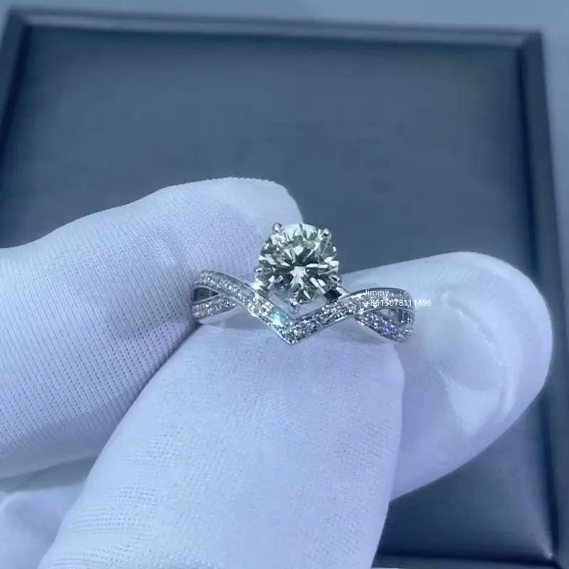 웨딩 쥬얼리 18 k 화이트 골드 약 1Ct 라운드 브릴리언트 컷 다이아몬드 약혼 반지
