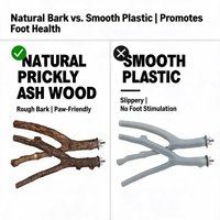 Ensemble de 4 perchoirs en bois naturel pour oiseaux, support en branche d'arbre au poivre du Sichuan pour cage de perroquet, calico et perruche