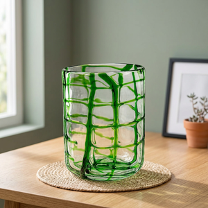 Porte-bougie cylindrique en verre à motifs verts, pot décoratif transparent, style nordique, centre de table de Noël pour la maison et les fêtes - Product Image 2