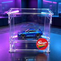 Vitrine de présentation SHP en acrylique pour voitures miniatures Hot Wheels Mainline, format court, épaisseur 6 mm, transparente, avec fermeture, pour modèles réduits 1:64