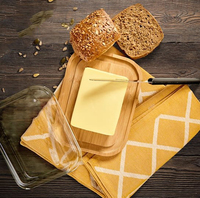Réfrigérateur en bois fromage serveur stockage gardien plateau boîtes à fromage verre beurre plat récipient boîte avec couvercle en bambou acrylique