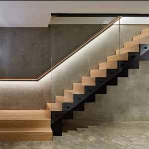 Villa de acero duradero de ballena con diseño de loft industrial moderno Escaleras en <span class=keywords><strong>zigzag</strong></span> Barandilla de vidrio Revestimiento ignífugo para hoteles - Product Image 6