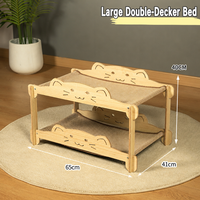 Lit superposé pour chat Pawstar à double niveau, en bois massif, avec panneaux multicouches, tapis tressé en sisal motif visage de chat de 65 cm, 2 niveaux, vente en gros, personnalisable