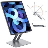 Support de tablette pliable en alliage d'aluminium réglable et portable, support de tablette pliable pour bureau, robuste, entièrement en métal, angle de vision parfait