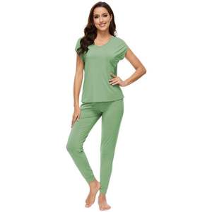 Ensemble de pyjama léger pour femmes personnalisé, haut à manches courtes, pantalon de jogging long, vêtements de nuit, vêtements de détente, tailles S-XXL - Product Image 3