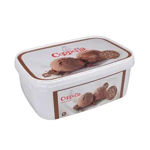 Contenitore rettangolare in plastica da 2 litri per gelato produttore certificato BRC scatola per gelato in PP con Logo Coppelia ice cream box