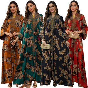 ชุดเดรสยาวปักลายดอกไม้สำหรับผู้หญิงชุดเดรสมุสลิมผ้าคาฟตันอาหรับแฟชั่นขนาดใหญ่พิเศษ - Product Image 1