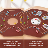Jeu de société classique Jackaroo avec Ludo et Flight Chess 2-en-1, ensemble de jeu portable en bois pour 4 joueurs, idéal pour la maison, les voyages, l'extérieur et le camping