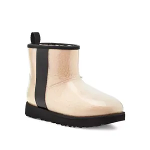 Chaussures décontractées à la mode pour hommes et femmes, baskets d'hiver en cuir, de pluie et de neige, à porter à la cheville
